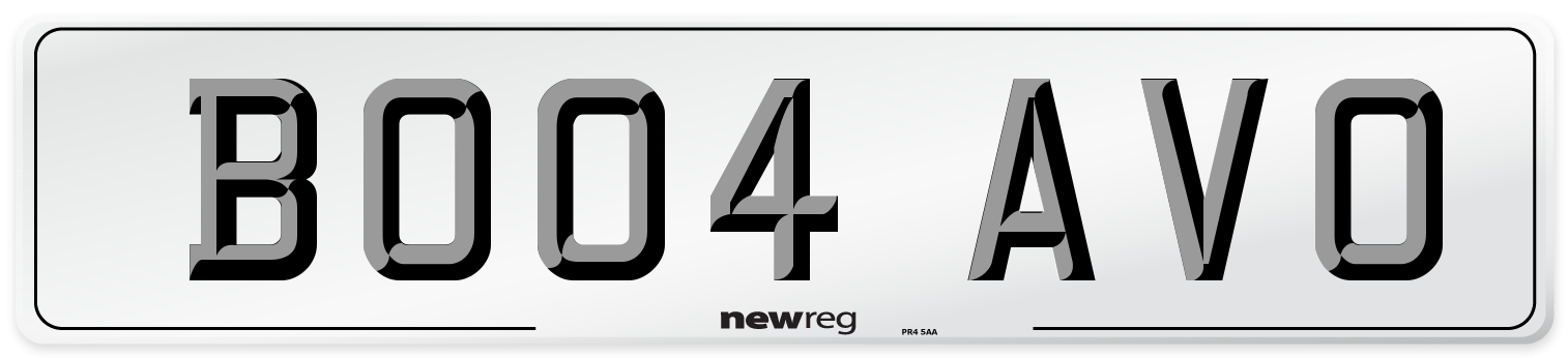 BO04 AVO Number Plate from New Reg